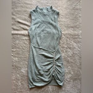 Ronny Kobo Collection Sleeveless Ruched Knit Mini Dress in Sage Green